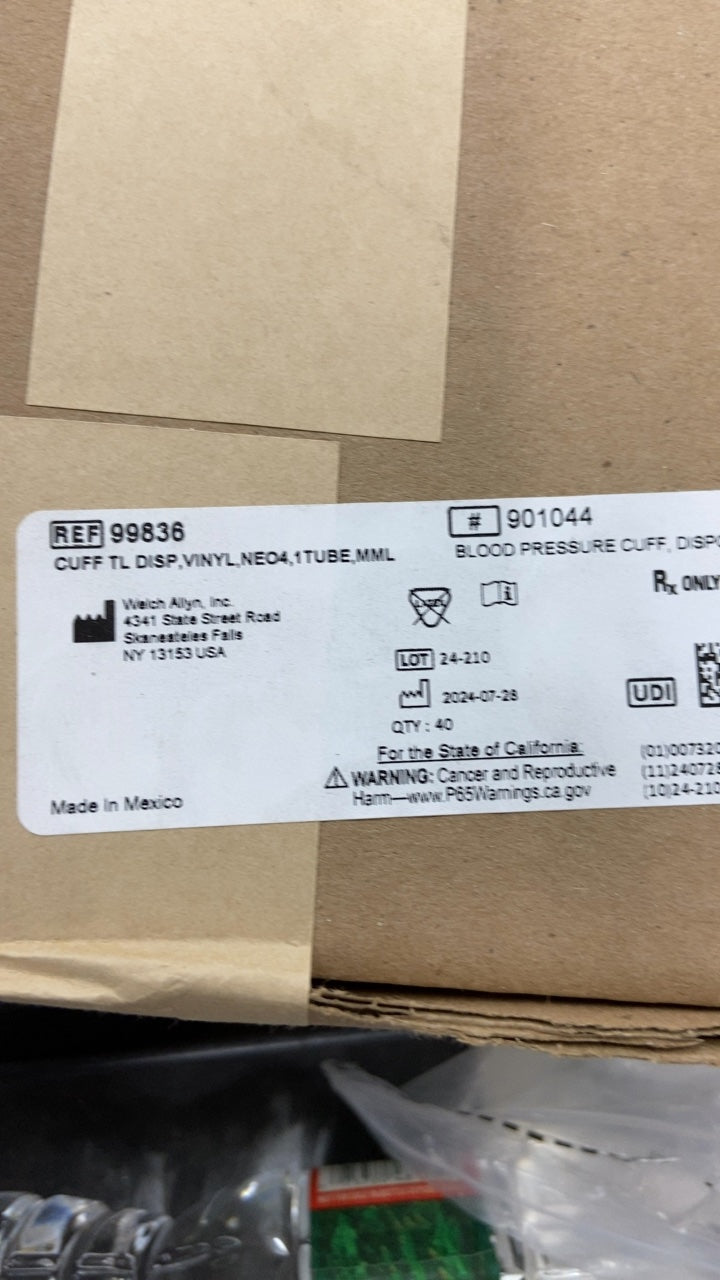 99836 - WELCH ALLYN - CUFF TL DISP,VINYL,NEO4,1TUBE,MML, (CS/40)