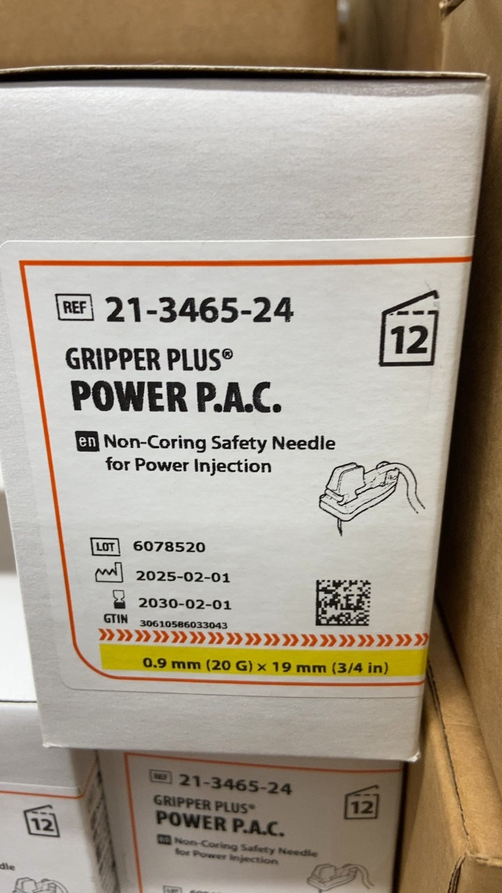 21-3465-24 - SMITHS MEDICAL - GRIPPER PLUS® POWER P.A.C. Non-Coring Safety Needle for Power Injection, (BX/12)