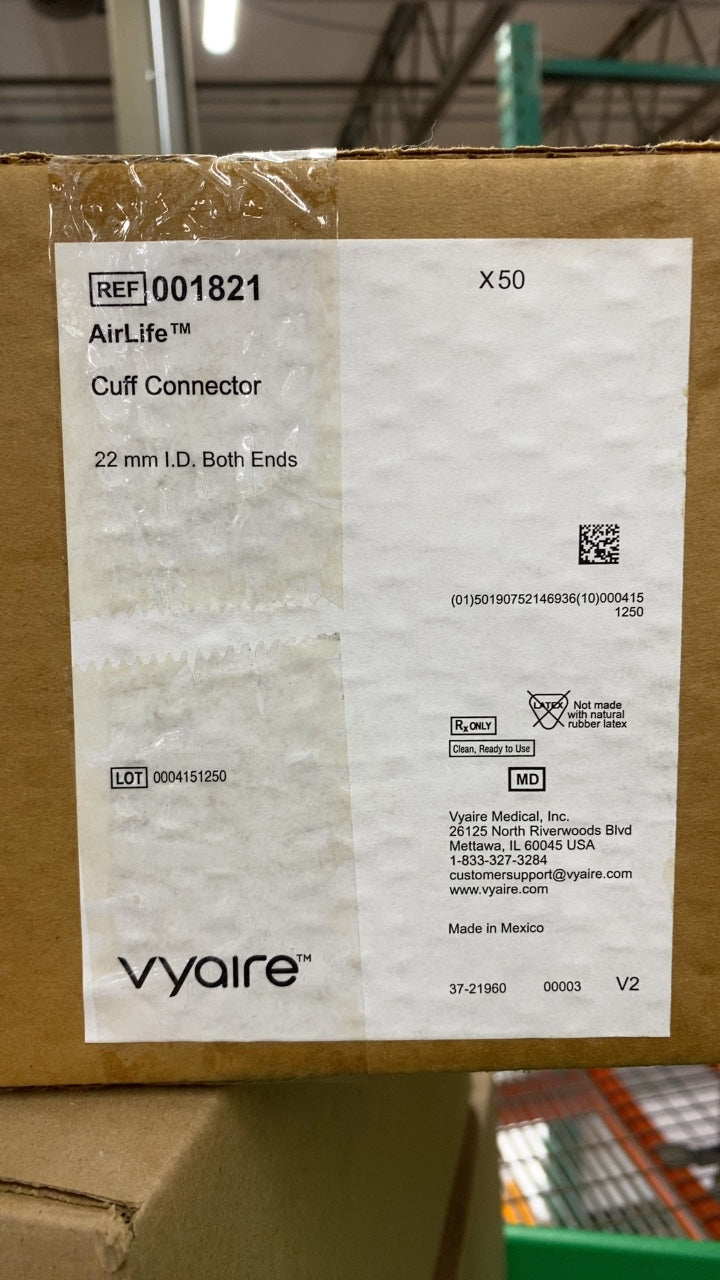 1821 - VYAIRE MEDICAL - AirLife Cuff Connector 22 mm I.D. Both Ends, (BX/50)