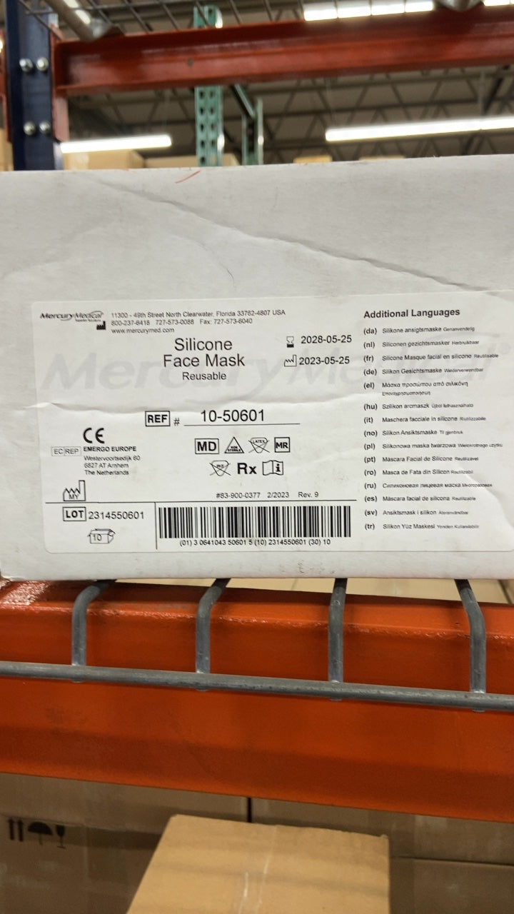 10-50601 - MERCURY MEDICAL - Silicone Face Mask Reusable, (BX/10)