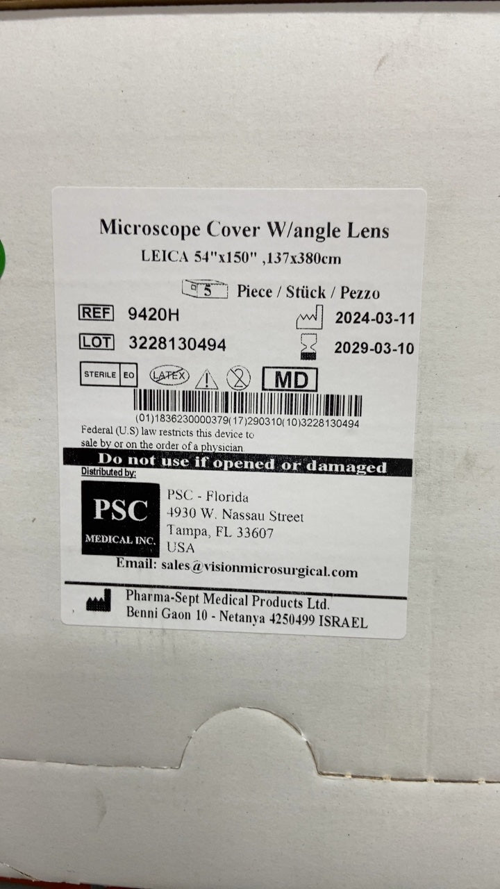 9420H - PHARMA SEPT - Microscope Cover W/angle Lens LEICA 54"x150", 137x380cm, (BX/5)