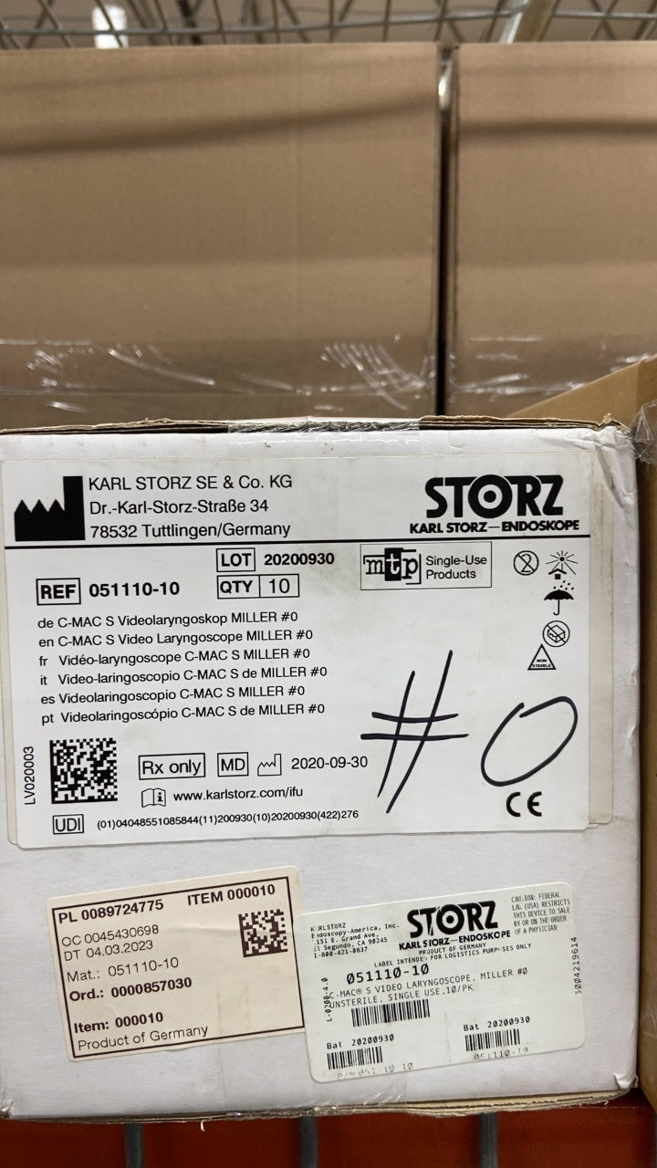 051110-10 - KARL STORZ - Video-laringoscope C-MAC S MILLER #0, (BX/10)