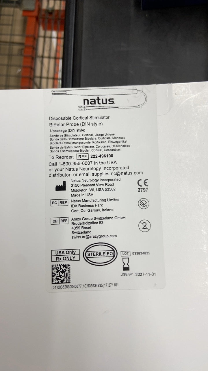 222-496100 - NATUS - Disposable Cortical Stimulator BiPolar Probe (DIN style), (BX/1)