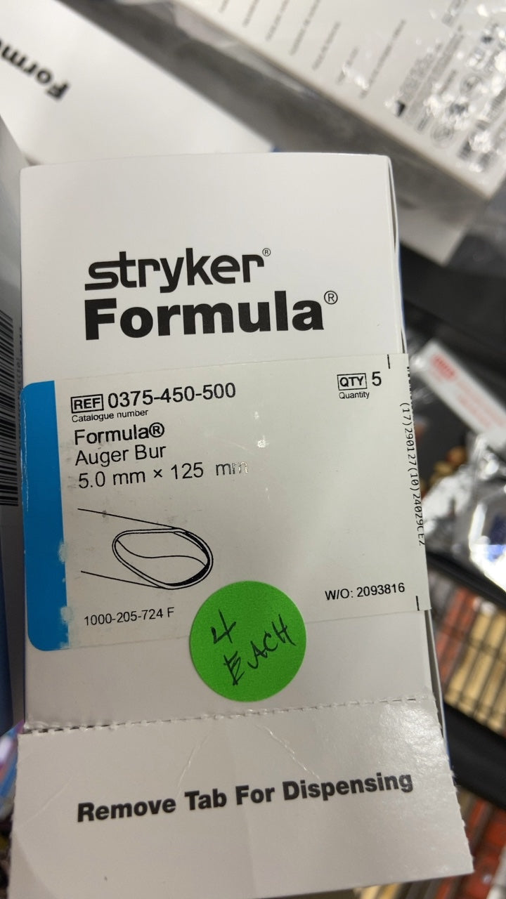 0375-450-500 - STRYKER - Formula Arthroscopic Shaver Blade 5.0mm Auger, (EA/1)