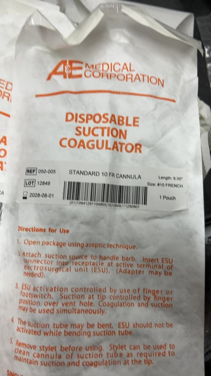 050-005 - A&E MEDICAL - Disposable suction coagulator handpiece for electrosurgical use., (EA/1)