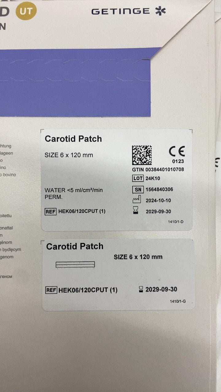 HEK06/120CPUT (1) - GETINGE - Carotid Patch SIZE 6 x 120 mm, (EA/1)