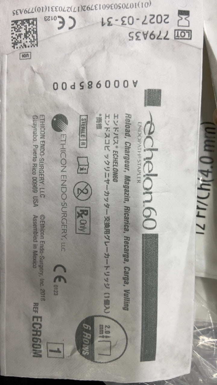 ECR60M - ETHICON - Echelon Endopath Stapler Reload, For 60 mm Endoscopic Staplers, Gray, (EA/1)