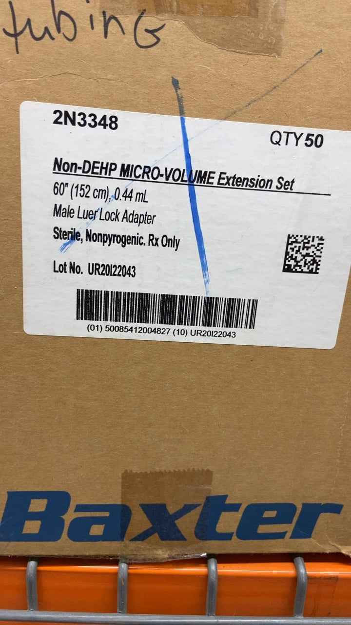 2N3348 - BAXTER - Non-DEHP MICRO-VOLUME Extension Set 60" (152 cm), 0.44 mL Male Luer Lock Adapter Sterile, Nonpyrogenic. Rx Only, (CS/50)