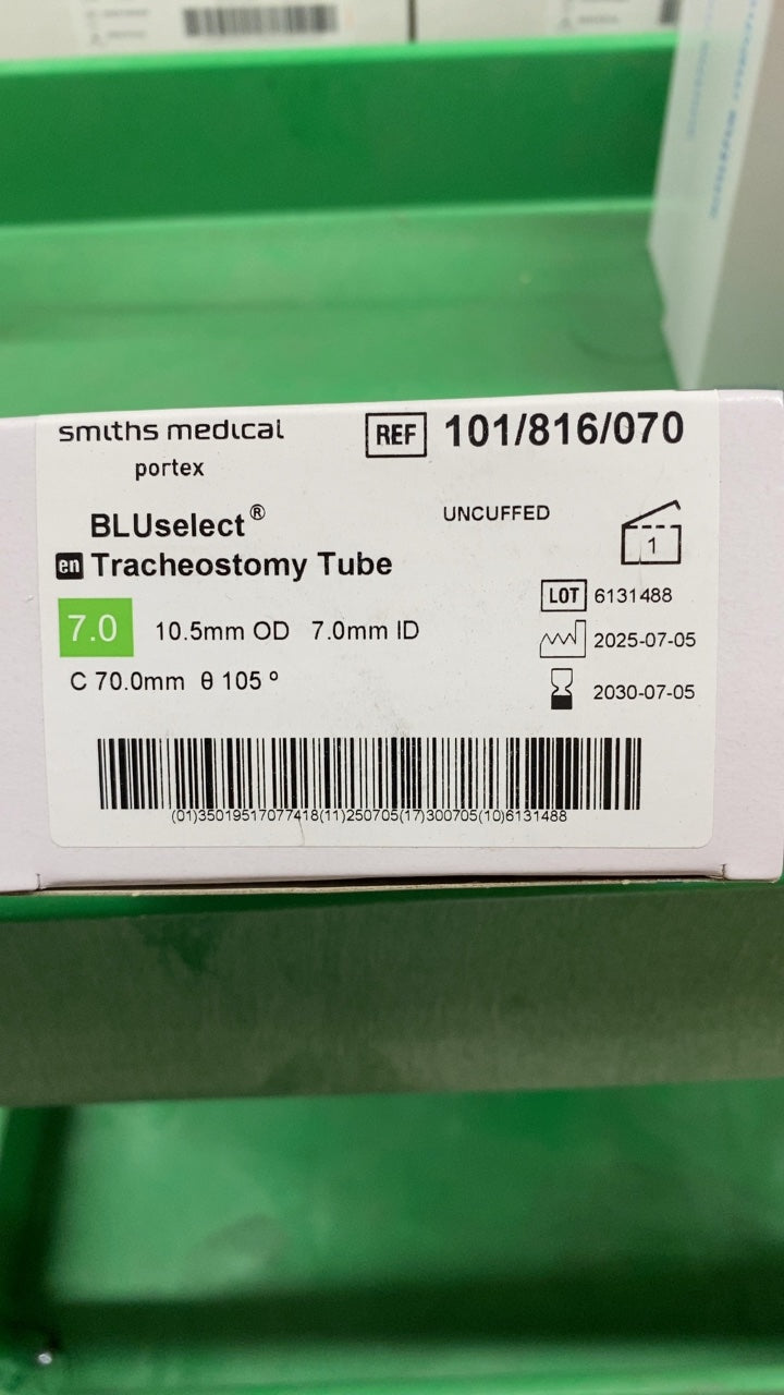 101/816/070 - SMITHS MEDICAL - BLUselect Tracheostomy Tube UNCUFFED 10.5mm OD 7.0mm ID, (BX/1)