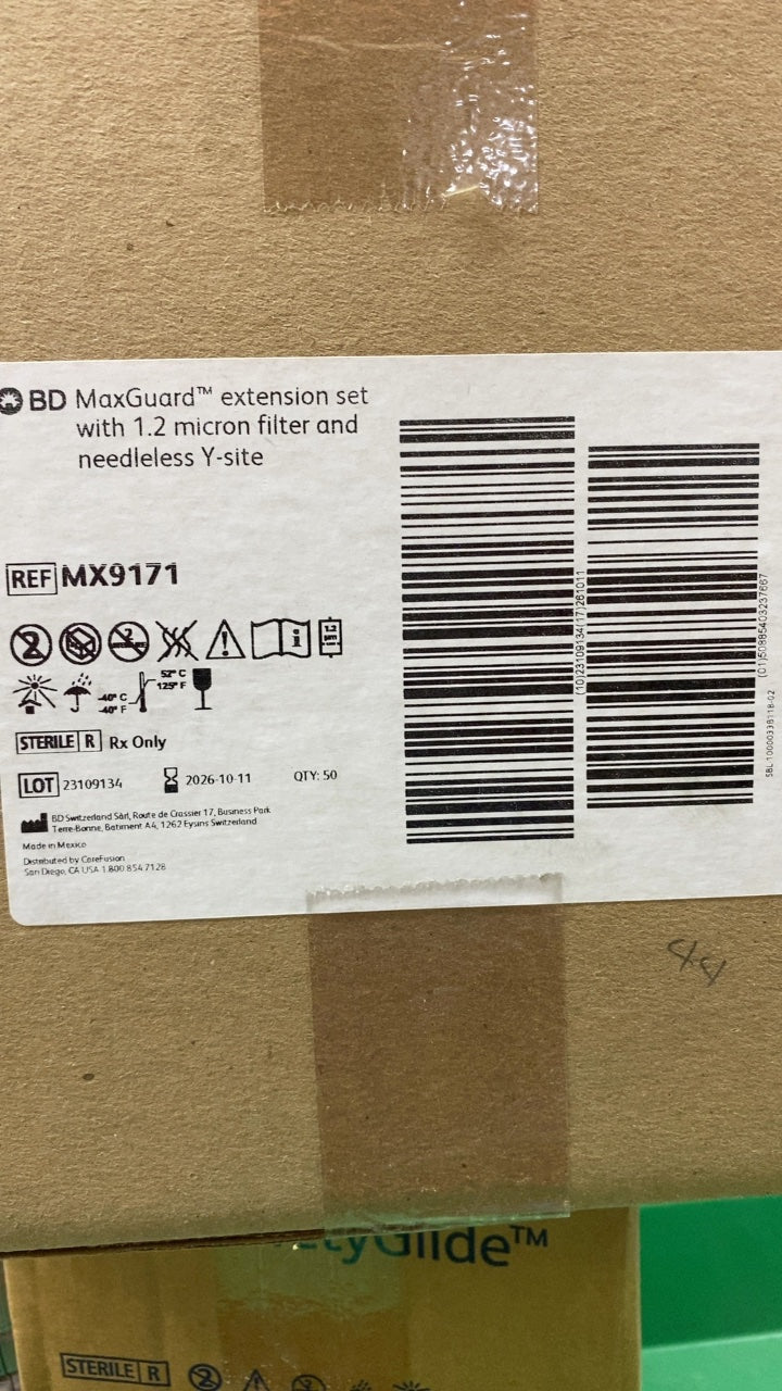 MX9171 - BD - BD MaxGuard extension set with 1.2 micron filter and needleless Y-site, (BX/50)