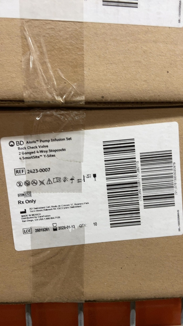 2423-0007 - BD - BD Alaris Pump Infusion Set Back Check Valve 2 Gangway 4-Way Stopcocks 4 SmartSite Y-Sites, (BX/10)