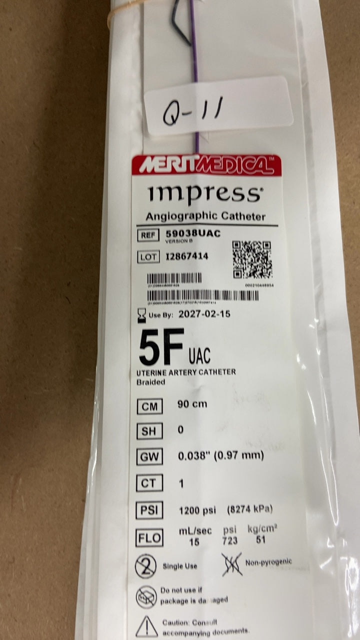 59038UAC - MERIT MEDICAL - Impress Angiographic Catheter, 5F UAC, UTERINE ARTERY CATHETER Braided, 90 cm, (EA/1)