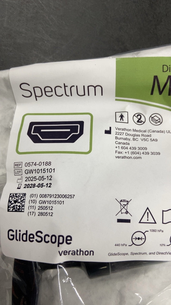 0574-0188 - VERATHON MEDICAL - GlideScope Spectrum MAC S4 Video Laryngoscope, 14.3 mm Height at the Handle, 11.4 mm Height at the Camera, (EA/1)