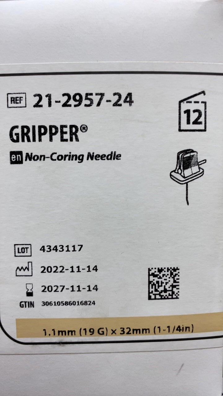 21-2957-24 - SMITHS MEDICAL - GRIPPER Non-Coring Needle, (BX/12)