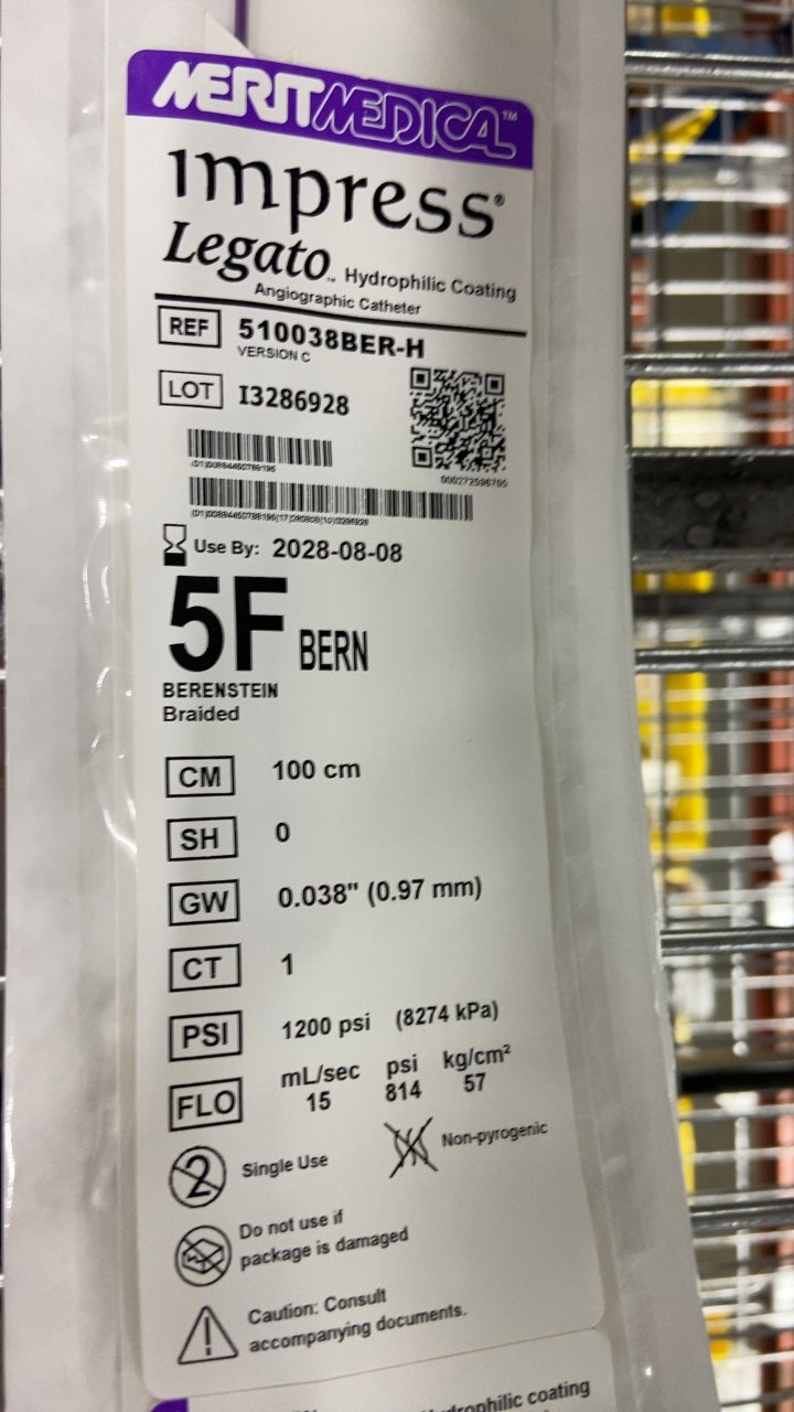 510038BER-H - MERIT MEDICAL - Impress Legato Hydrophilic Coating Angiographic Catheter, (EA/1)