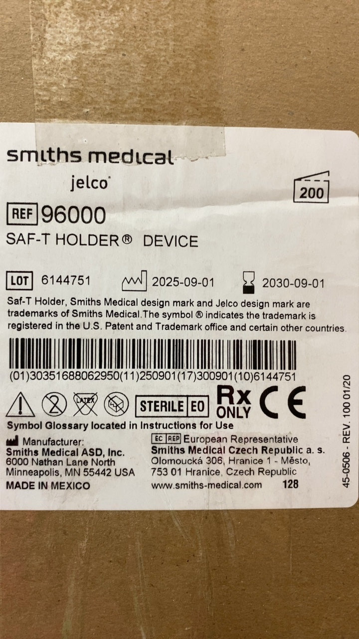 96000 - SMITHS MEDICAL - SAF-T HOLDER® DEVICE, (CS/200)