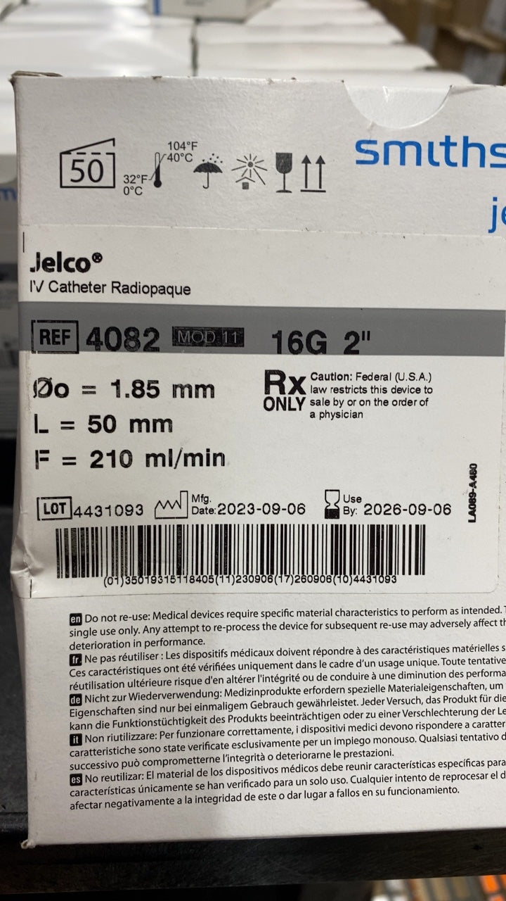 4082 - SMITHS MEDICAL - Jelco IV Catheter Radiopaque, (BX/50)