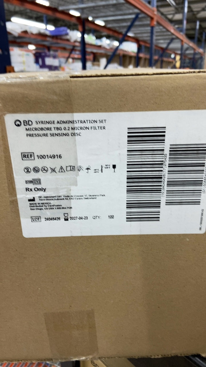 10014916 - BD - BD Syringe Administration Set, Microbore TBG, 0.2 Micron Filter, Pressure Sensing Disc, (CS/100)