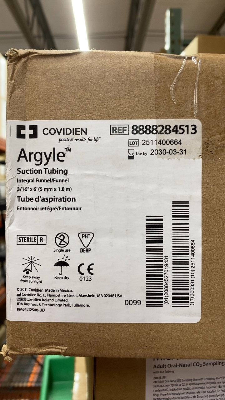 8888284513 - COVIDIEN - Argyle Suction Tubing Integral Funnel/Funnel 3/16" x 6' (5 mm x 1.8 m), (CS/50)