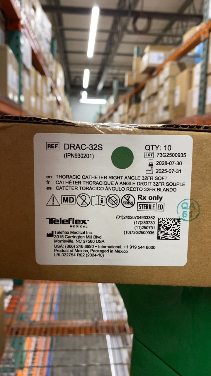 DRAC-32S - TELEFLEX - THORACIC CATHETER RIGHT ANGLE 32FR SOFT, (BX/10)