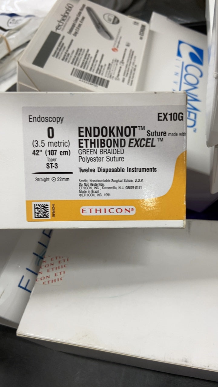 EX10G - ETHICON - Ethibond Excel Non-Absorbable Braided Polyester Suture, Size 0, 42 in. Length, ST-3 Needle, (BX/12)