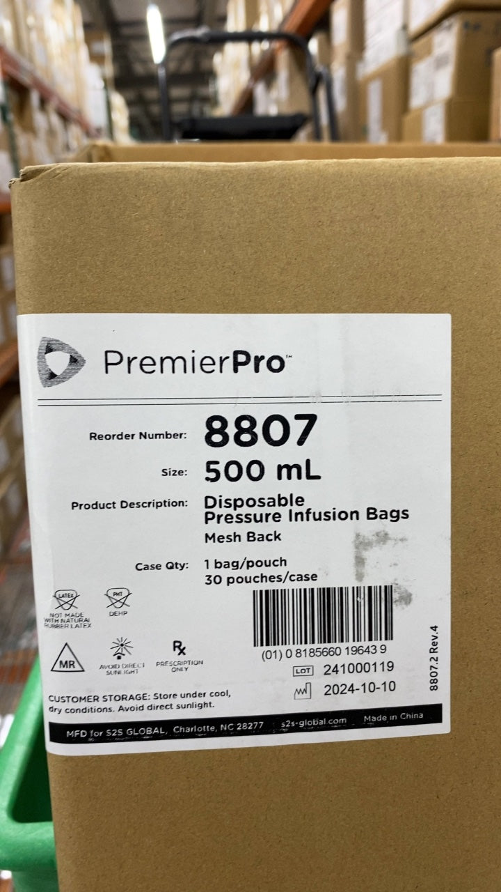 8807 - S2S GLOBAL - Disposable Pressure Infusion Bags Mesh Back, (CS/30)