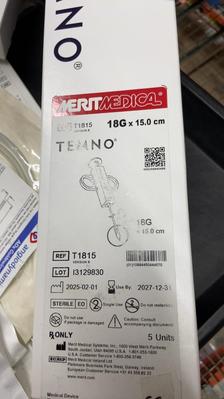 T1815 - MERIT MEDICAL - TEMNO 18G x 15.0 cm, (BX/5)
