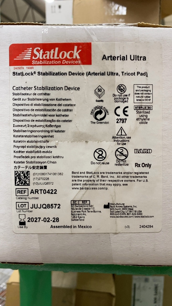 ART0422 - BARD - StatLock Stabilization Device (Arterial Ultra, Tricot Pad), (BX/50)