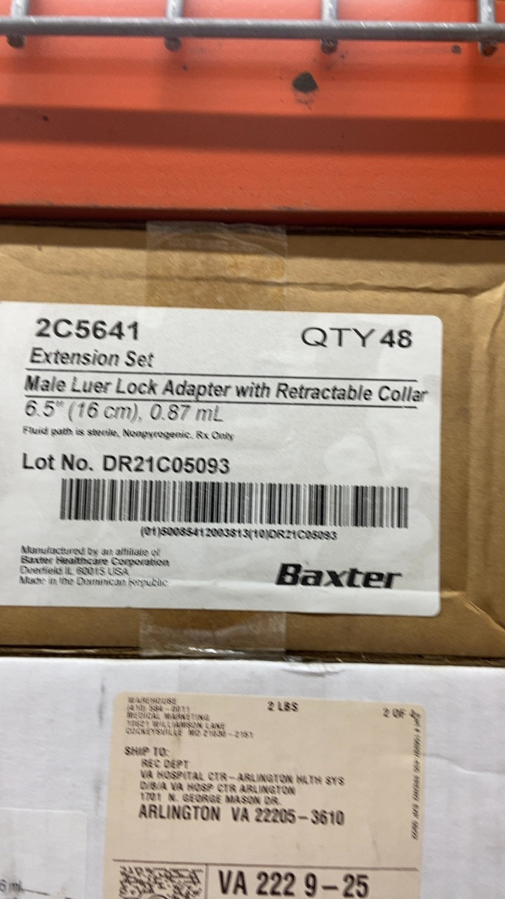 2C5641 - BAXTER - Extension Set Male Luer Lock Adapter with Retractable Collar 6.5" (16 cm), 0.87 mL, (BX/48)