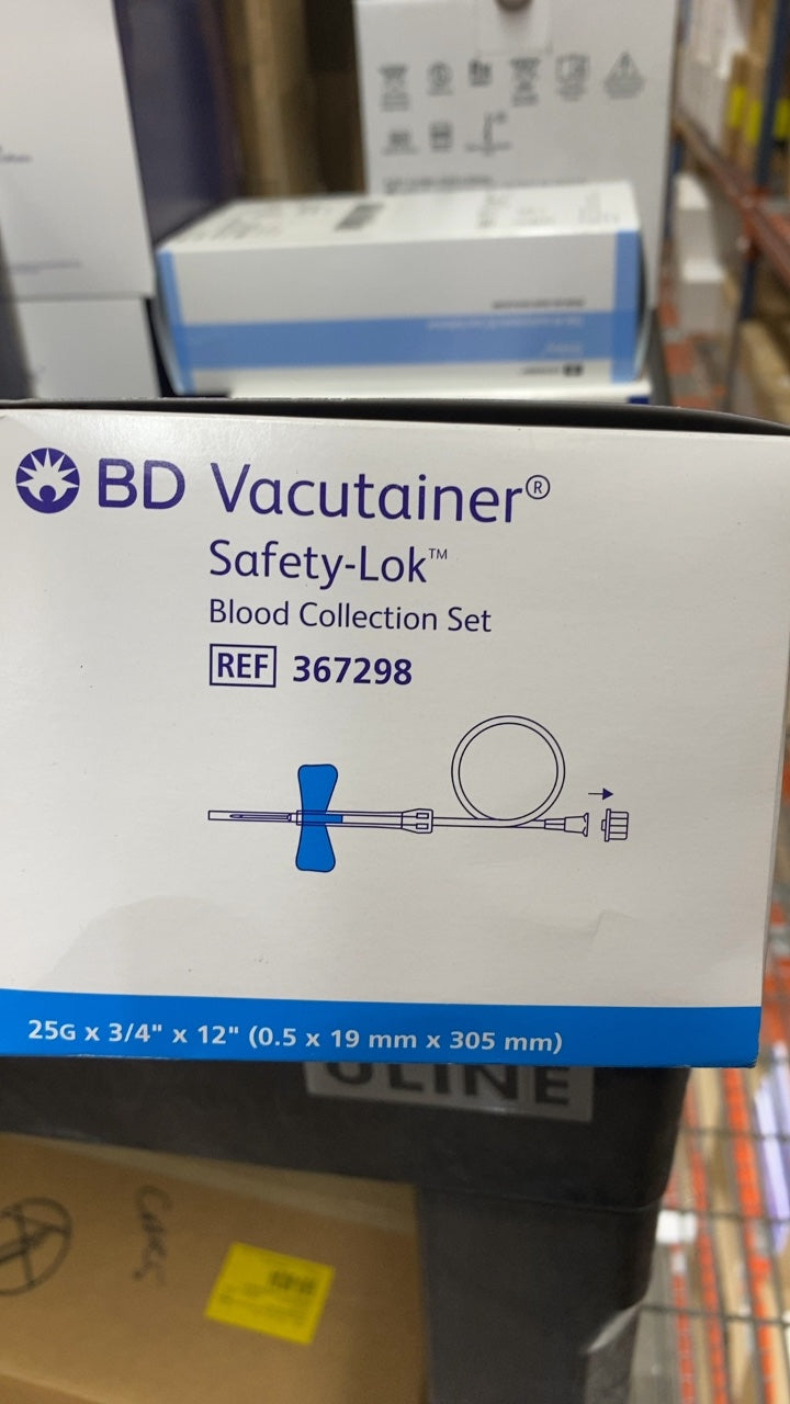 367298 - BD - Bd Vacutainer Safety-Lok Blood Collection Set, 25G X 3/4" X 12", (BX/50)