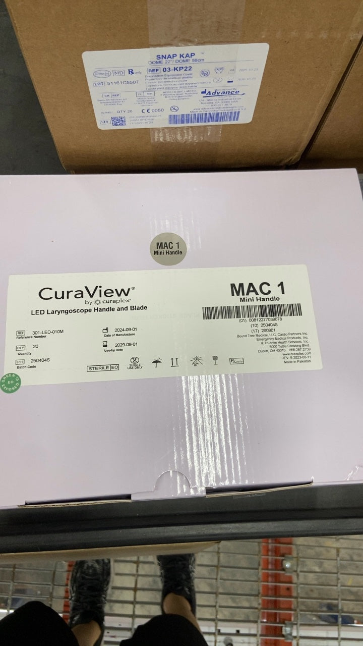 301-LED-010M - WELCH ALLYN - CuraView LED Laryngoscope Handle and Blade - MAC 1 Mini Handle, (BX/20)
