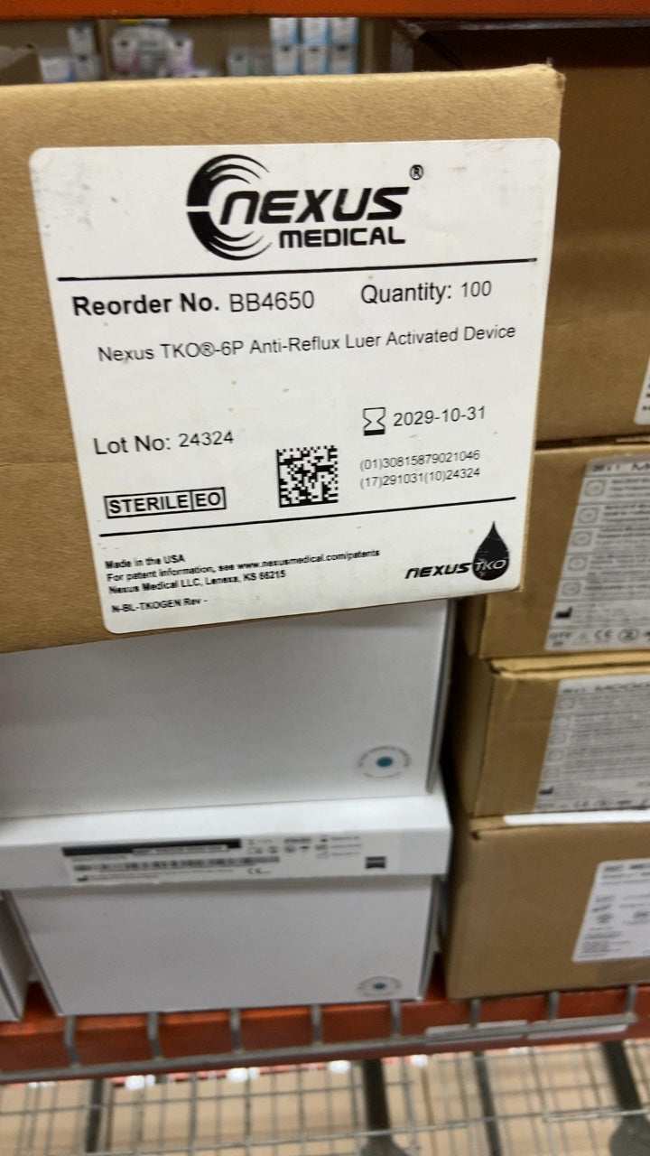 BB4650 - NEXUS MEDICAL - Nexus TKO6-6P Anti-Reflux Luer Activated Device, (BX/100)
