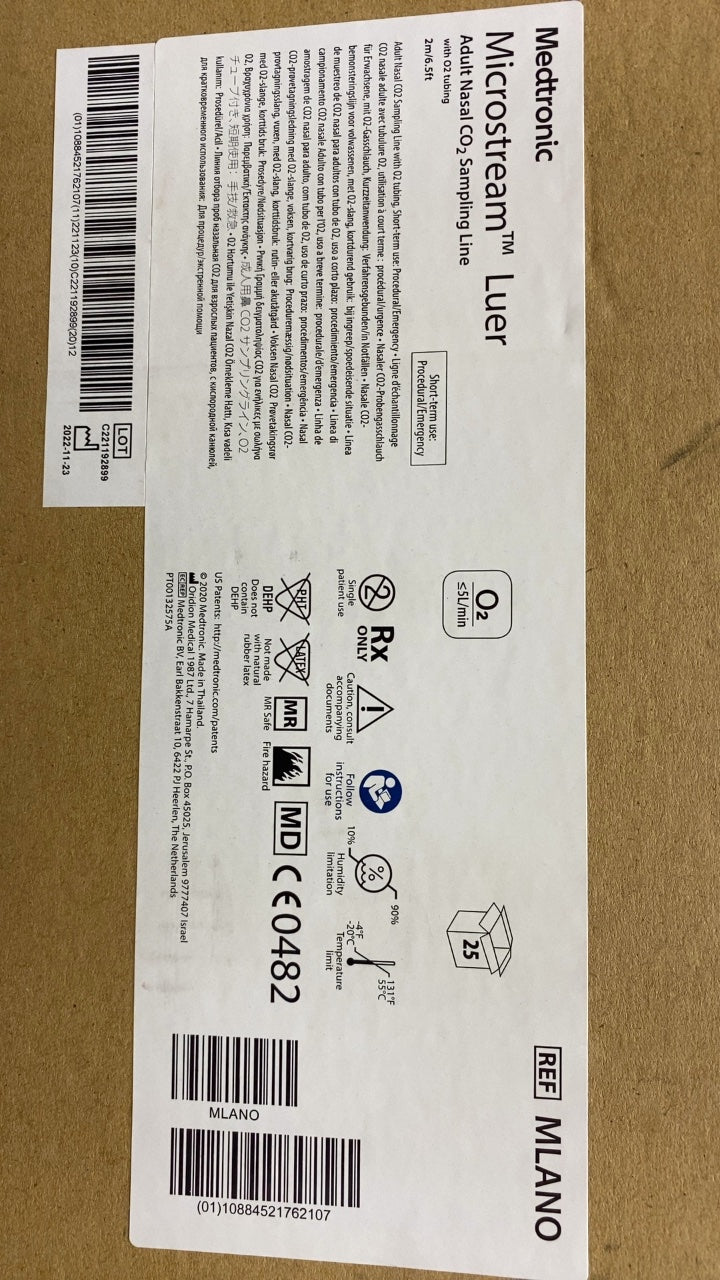 MLANO - MEDTRONIC - Microstream Luer Adult/Naso Sampling Line, (CS/25)