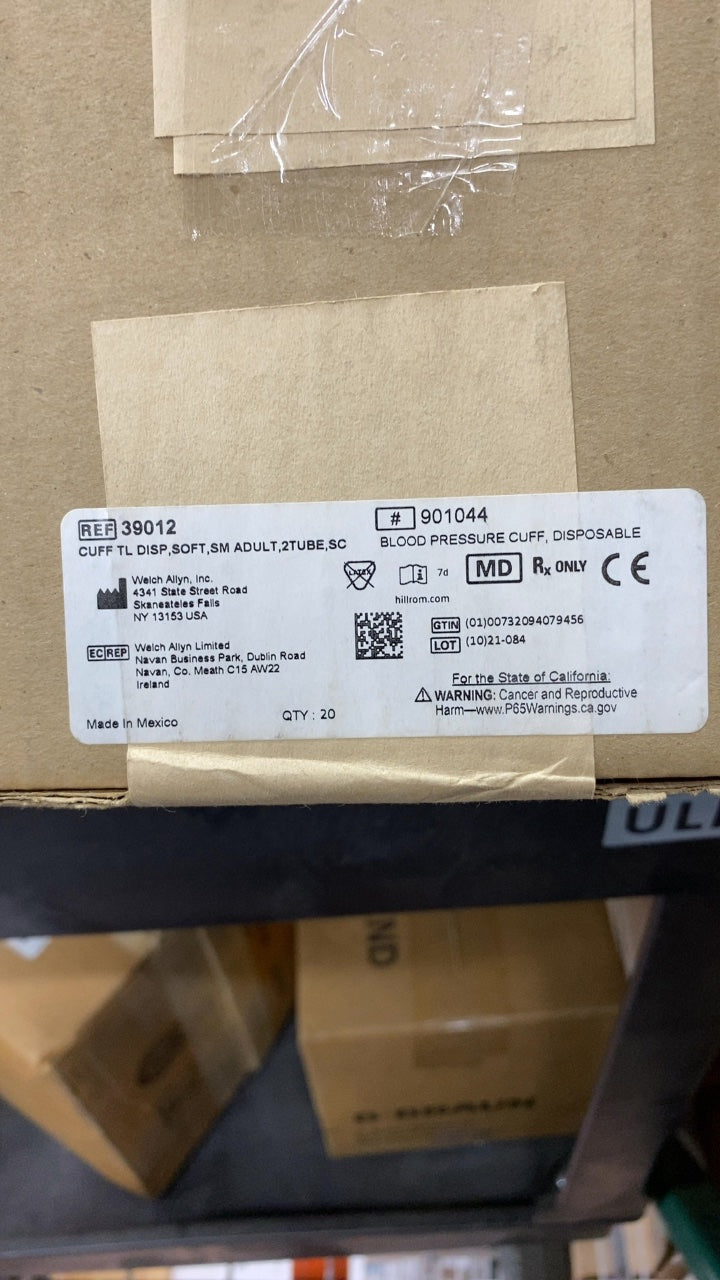 39012 - WELCH ALLYN - CUFF TL DISP,SOFT,SM ADULT,2TUBE,SC, (BX/20)