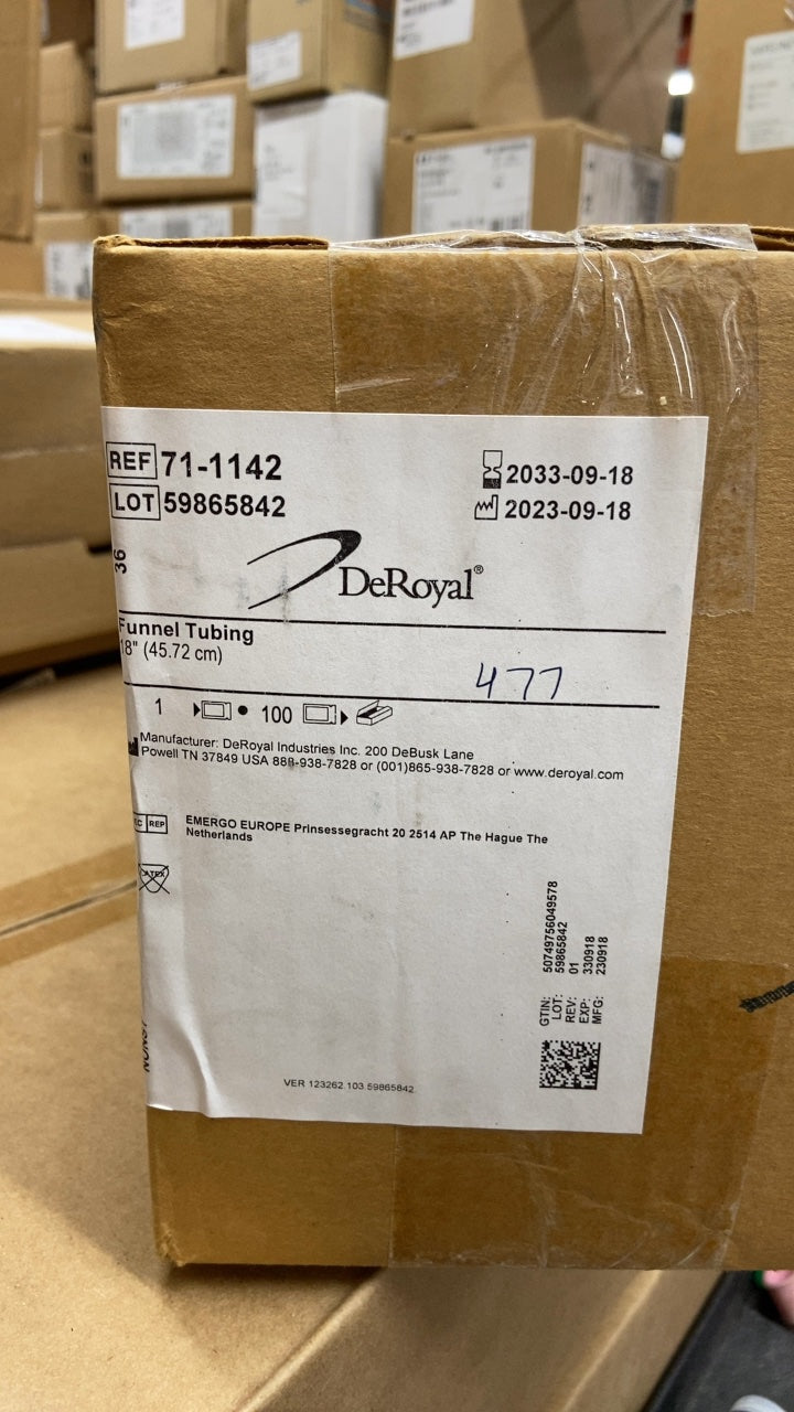 71-1142 - DEROYAL - Funnel Tubing 18" (45.72 cm), (BX/100)