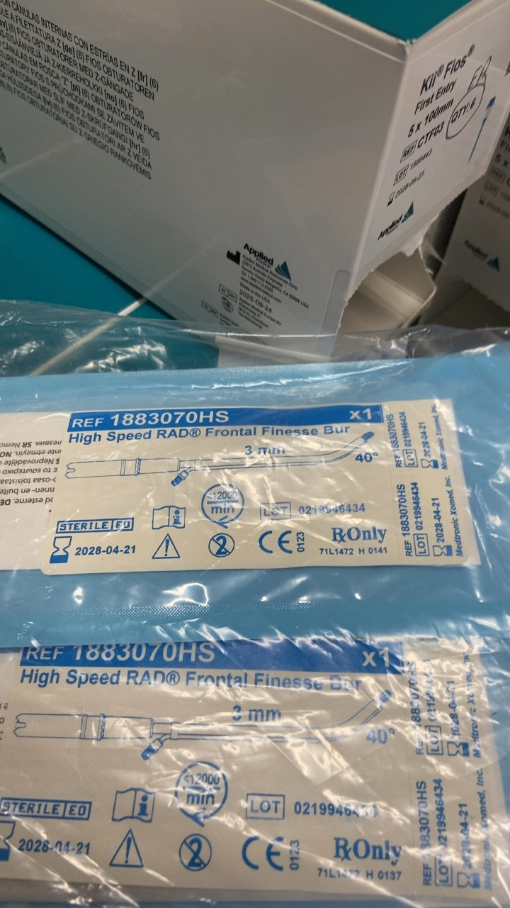 1883070HS - MEDTRONIC - RAD High-Speed Frontal Finesse Burr, 3 mm dia. x 13 cm Length, 40 deg Angle, (EA/1)