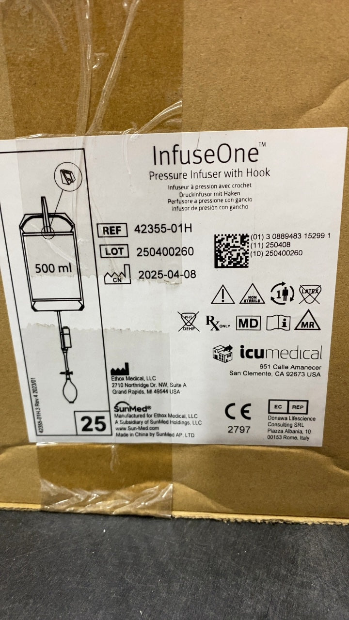 42355-01H - ETHOX MEDICAL - InfuseOne Pressure Infuser with Hook, (CS/25)
