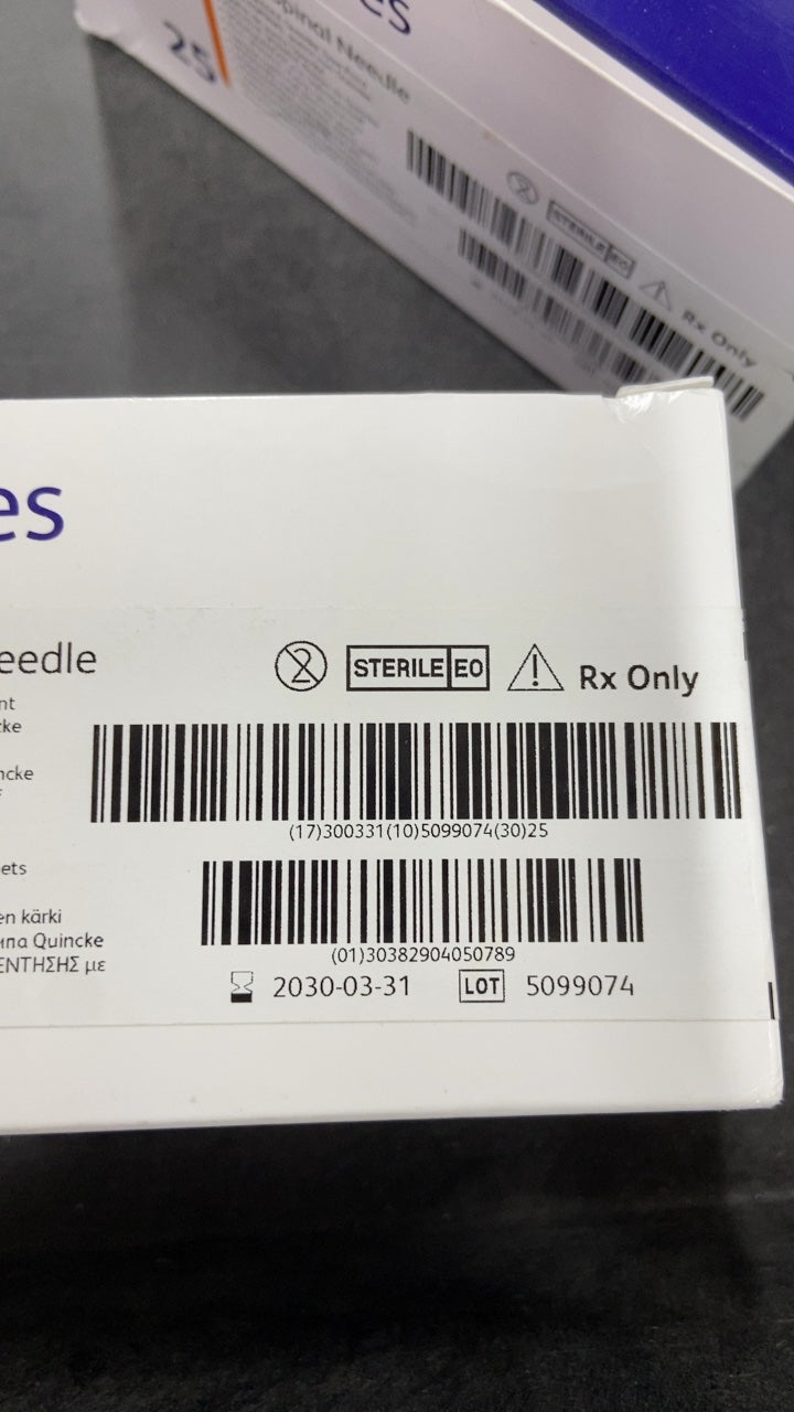 405078 - BD - Bd Perisafe™ Needle Spinal S/Su 25Ga 2In Quincke, (BX/25)