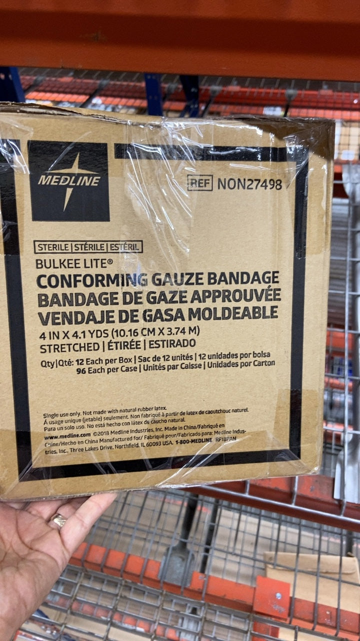 NON27498 - MEDLINE - BULKEE LITE CONFORMING GAUZE BANDAGE 4 IN X 4.1 YDS (10.16 CM X 3.74 M) STRETCHED, (CS/96)