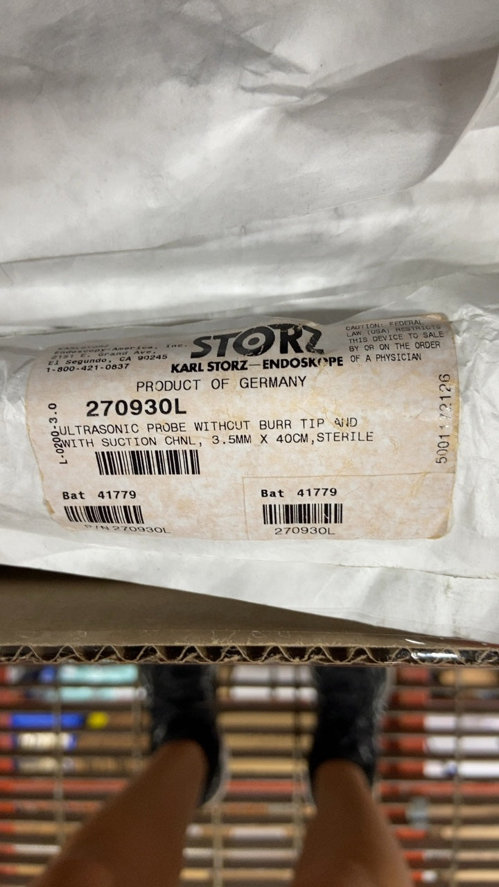 270930L - KARL STORZ - ULTRASONIC PROBE WITHOUT BURR TIP WITH SUCTION CHNL, 3.5MM X 40CM, STERILE, (EA/1)