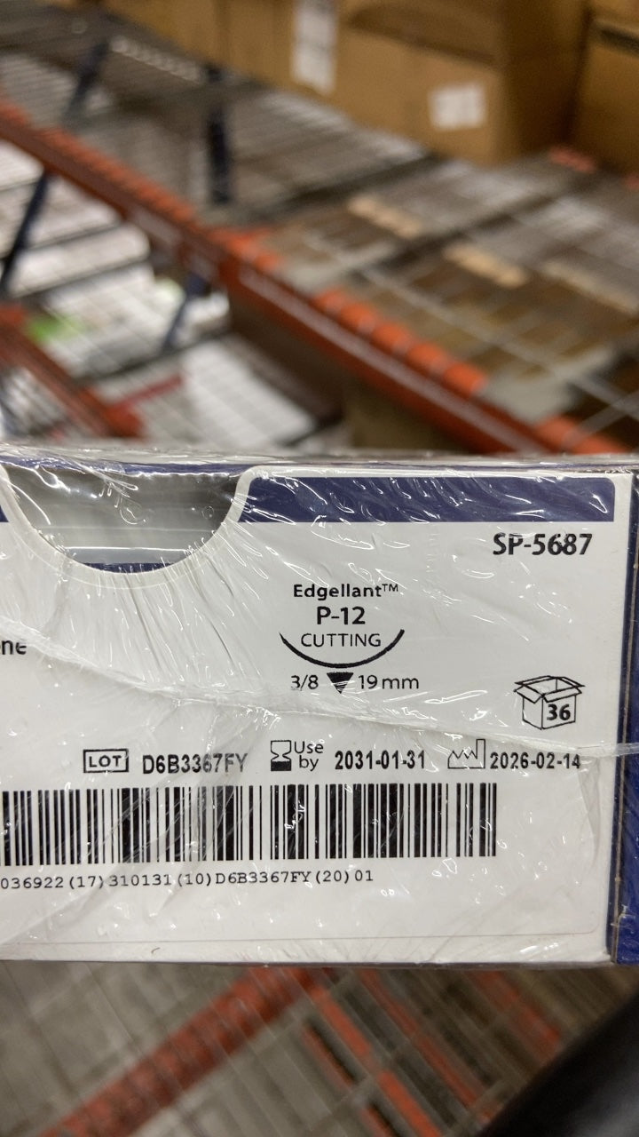 SP-5687 - COVIDIEN - Surgipro Non-Absorbable Monofilament Polypropylene Suture, Size 3-0, 18 in. Length, P-12 Needle, (BX/36)
