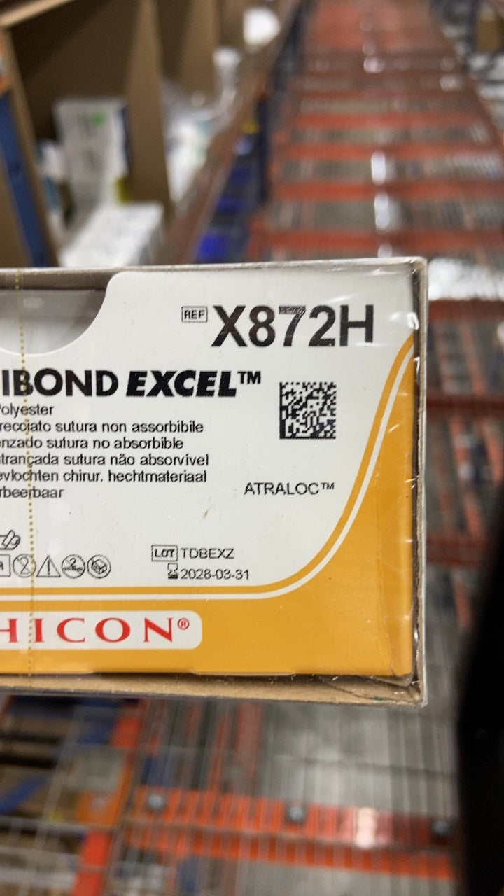 X872H - ETHICON - Ethibond Excel Non-Absorbable Braided Polyester Suture, Size 3-0, 30 in. Length, RB-1 Needle, (BX/36)