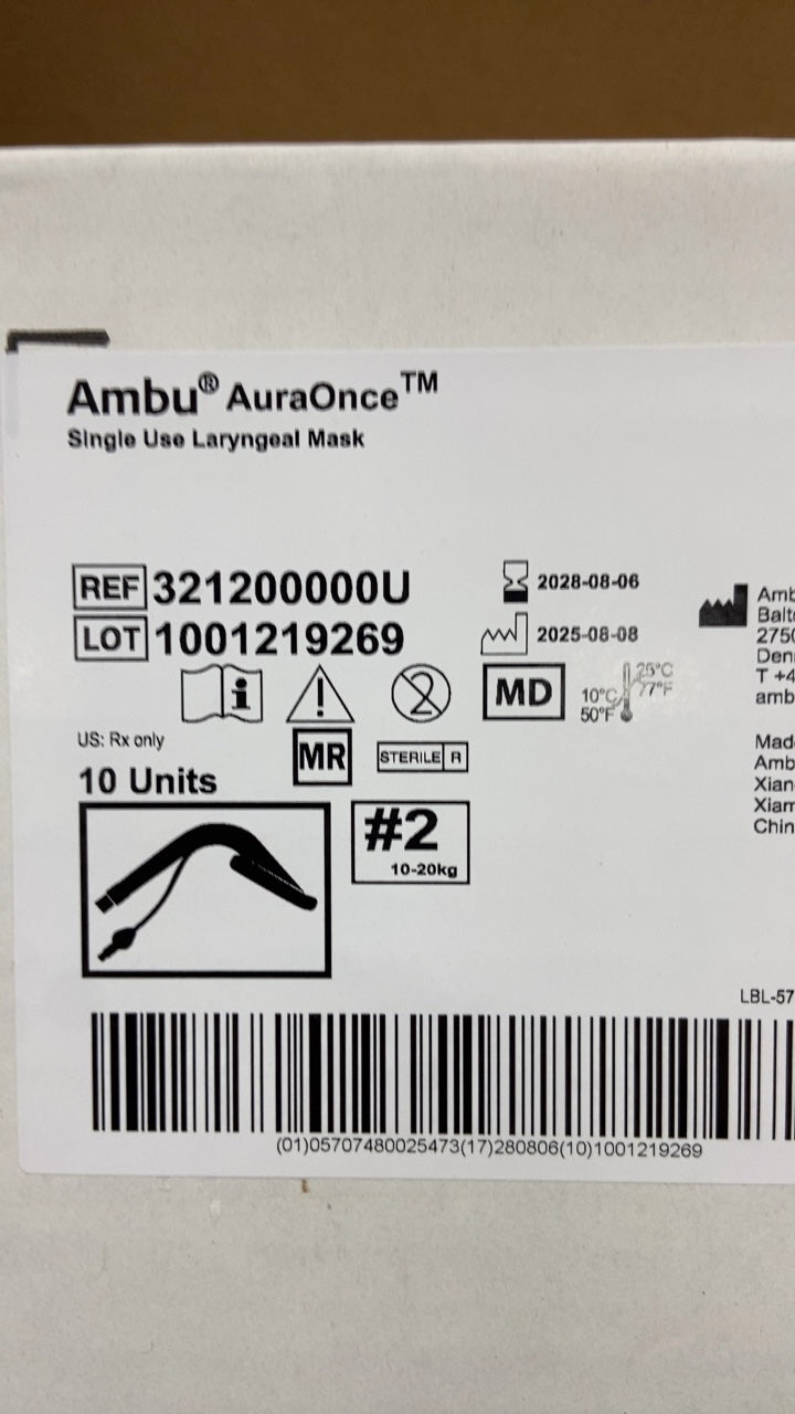 321200000U - AMBU - Ambu AuraOnce Single Use Laryngeal Mask, (CS/10)