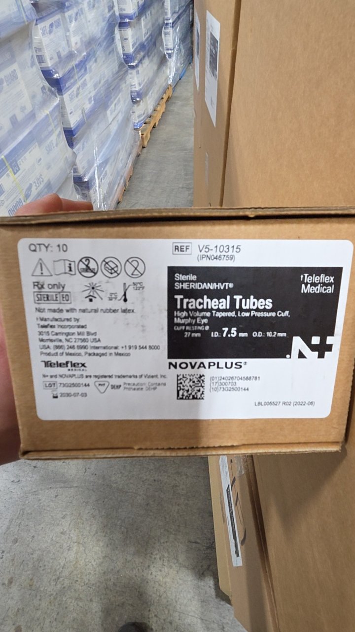 V5-10315 - TELEFLEX - Tracheal Tubes High Volume Tapered, Low Pressure Cuff, Murphy Eye Oral and/or Nasal, (BX/10)
