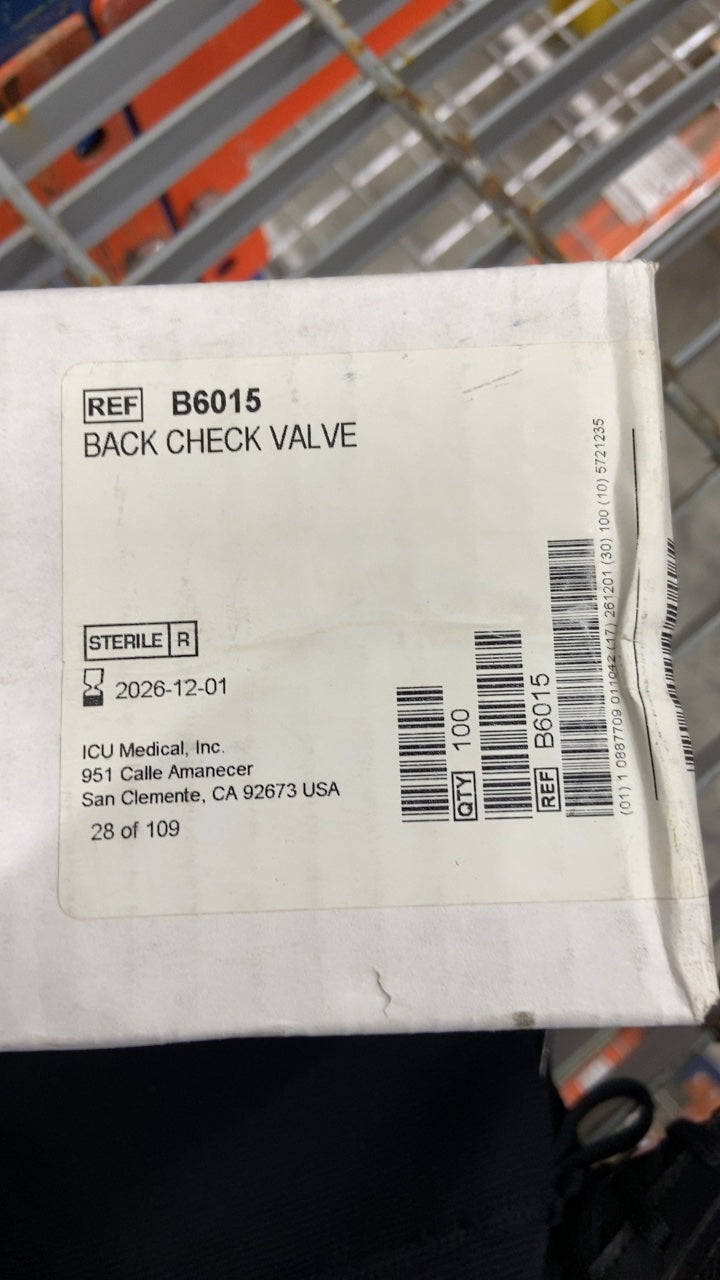 B6015 - ICU MEDICAL - Icu Medical Back Check Valve, (CS/100)