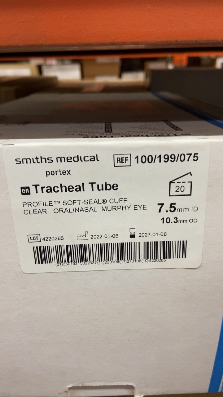 100/199/075 - SMITHS MEDICAL - Tracheal Tube PROFILE™ SOFT-SEAL® CUFF CLEAR ORAL/NASAL MURPHY EYE, (BX/20)