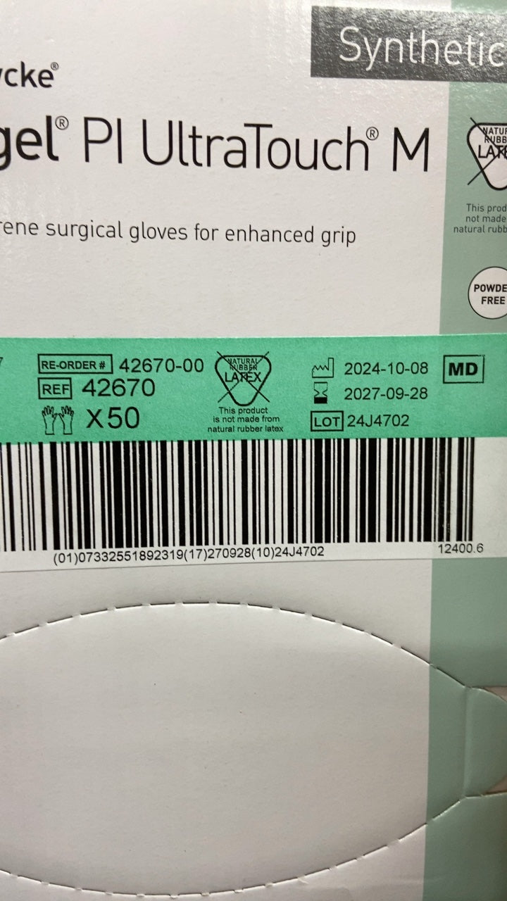 42670 - MOLNLYCKE - PI UltraTouch M neoprene surgical gloves for enhanced grip, (BX/50)