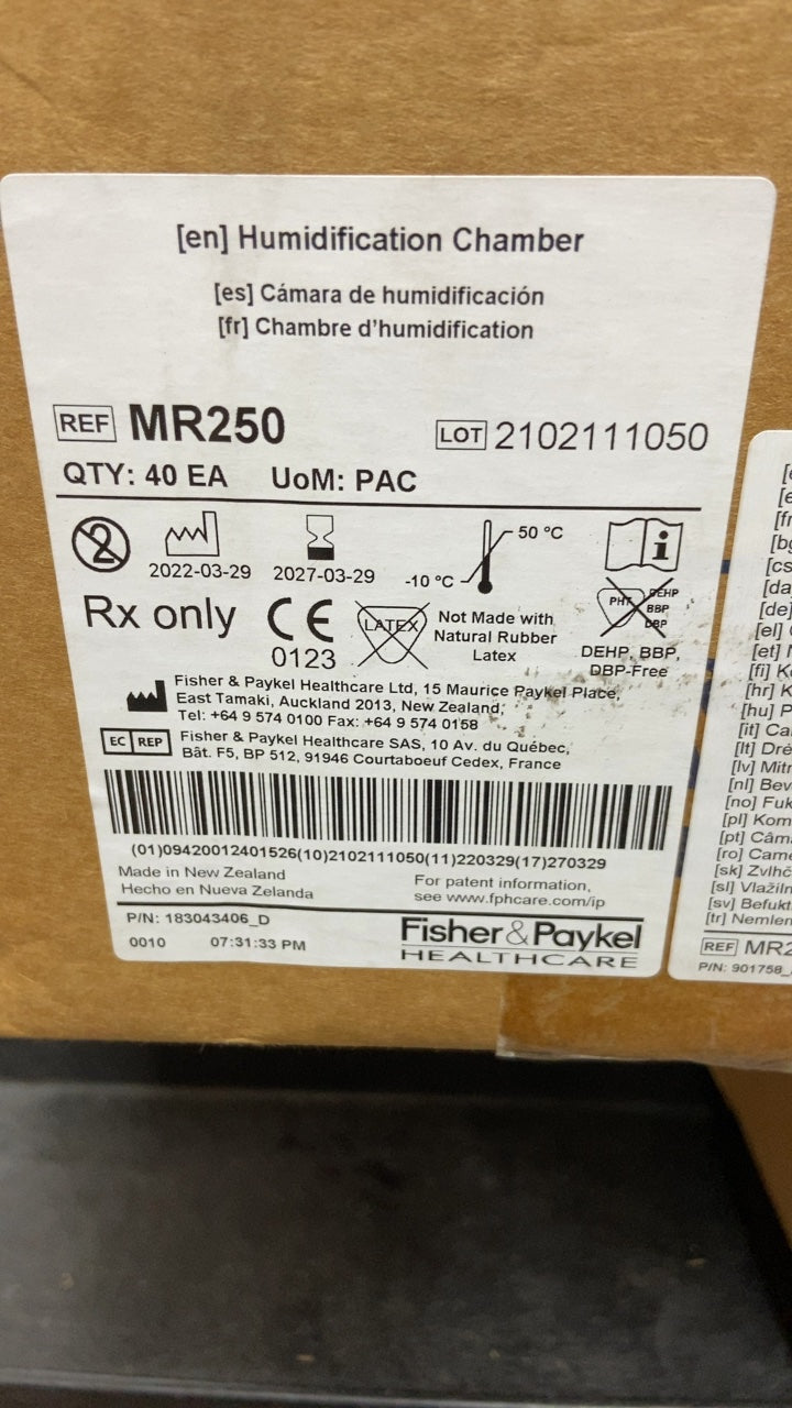 MR250 - FISHER & PAYKEL - Humidification Chamber, (BX/40)