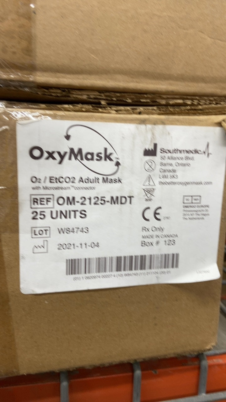 OM-2125-MDT - SOUTHMEDIC - OxyMask O2 / EtCO2 Adult Mask with Microstream Connection, (CS/25)