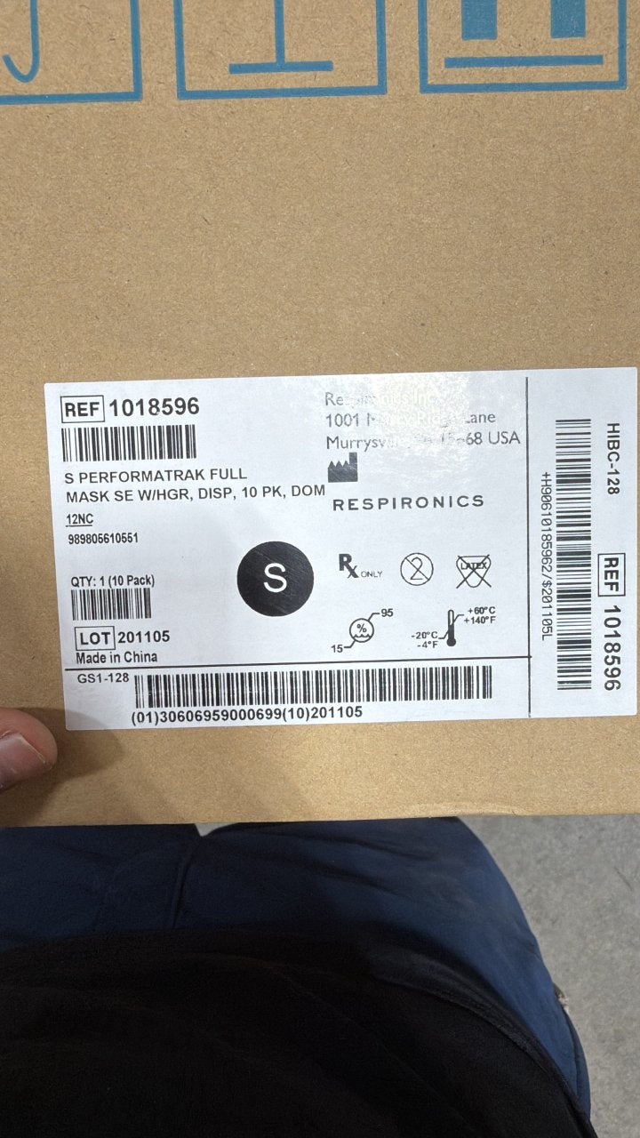 1018596 - RESPIRONICS - S PERFORMATRAK FULL MASK SE W/HGR, DISP, 10 PK, DOM, (BX/10)